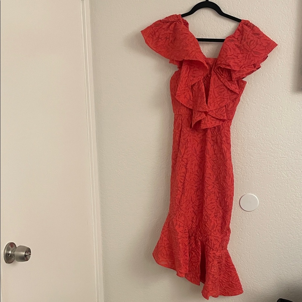 Elegant Red Ruffle Dress